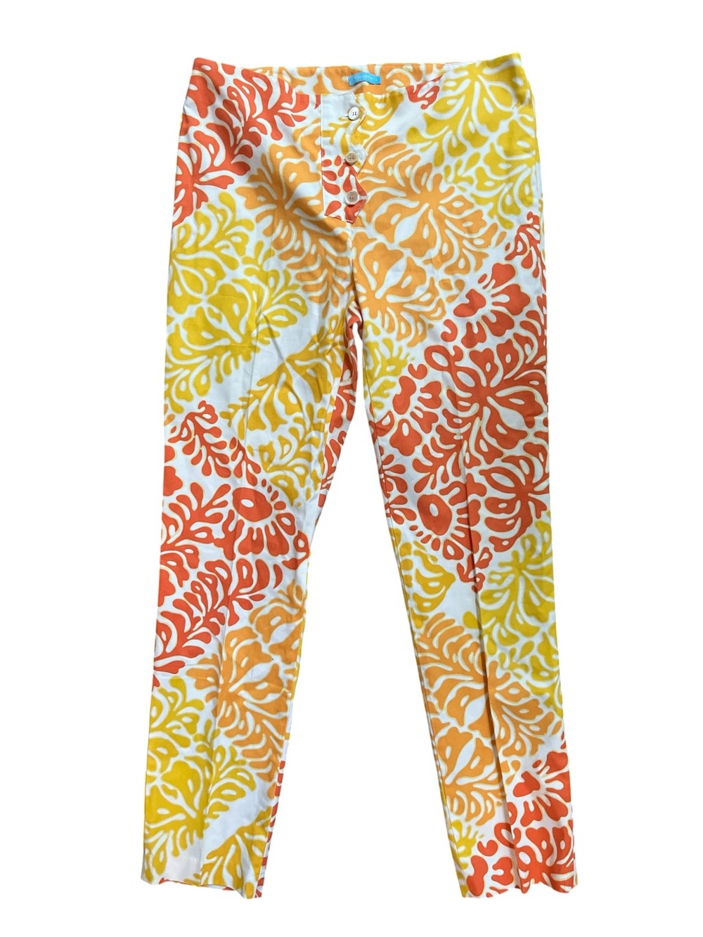 J. McLaughlin Statement Pants Citrus Floral Abstract Matisse Vibe Stretch Cotton